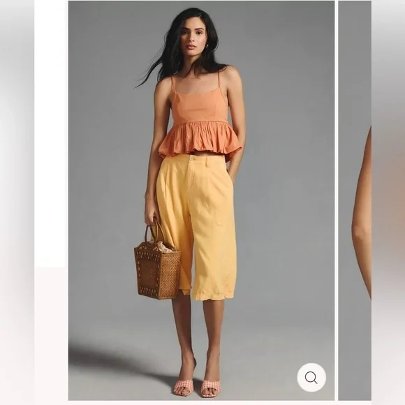 Maeve Anthropologie Ruffled
Bubble-Hem cotton Cropped Cami Tank sz L preloved - Picture 5 of 8